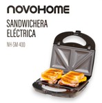 Sandwichera Novohome SM400 Tapa de Acero Inox. Antiadherente
