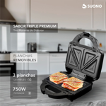 Sandwichera Waflera Suono HOG0162 3 en 1 Antiadherente 750W