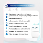 Mini Impresora Térmica Sin Tinta Portátil Bluetooth Waggs Rosa