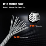 Cable De Acero Inoxidable Vevor 3/16 1000 Pies Con 4700 Lb
