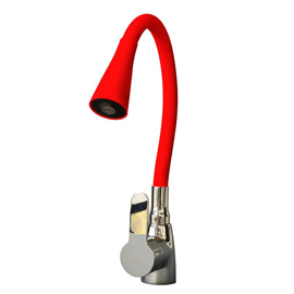 Canilla Monocomando Flexible Pico De Goma Rojo Preg...