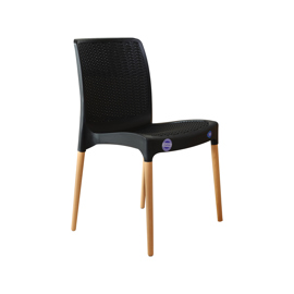 Silla Plástica Grafito Patas Madera Siindiagrmad