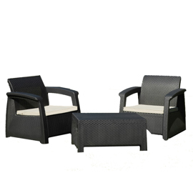 Set Mesa Y Sillones Plást Grafito Ratan Romaset1gr