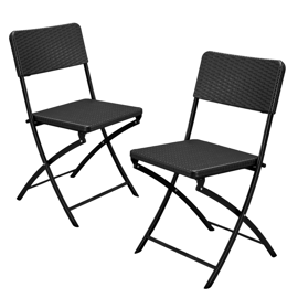Combo 2 Sillas Plegables Ratán Negro Exterior
