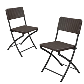 Combo 2 Sillas Plegables Ratán Marrón Exterior