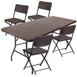 Combo Mesa  180Cm + 4 Sillas Marrón