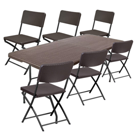 Combo Mesa  180Cm + 6 Sillas Marrón