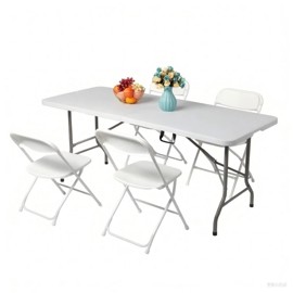 Combo Mesa Plástica Sktr180a + 4 Sillas Blancas 