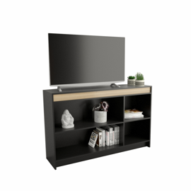 Bahiut Vajillero Moderno Melamina 1,35M Negro Con Ol...
