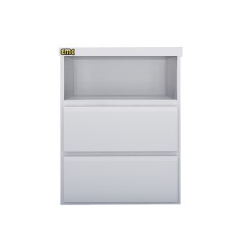 Mesa De Luz Pro Con 2 Cajones Y Estante Blanco