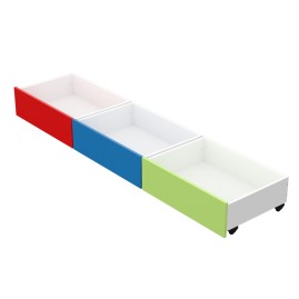 Kit 3 Cajones Bajo Cama Nature (Rojo / Azul / Verde)