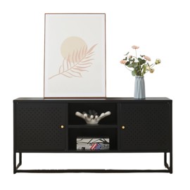 Rack De Tv / Modular Estilo Industrial De Metal En Color Negro 120X40x55