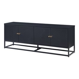 Rack De Tv Industrial De Metal Negro Con 4 Puertas Y...