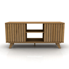 Rack Línea Wall Con Puertas Ripiadas Y Patas De Palo