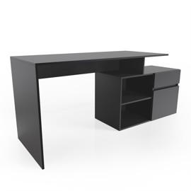 Escritorio Articulado Negro Moderno Oficina Pc 130Cm Ea02