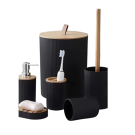 Set De Baño Con Accesorios 6 Pzas Negro
