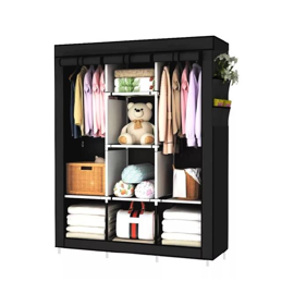 Armario Portatil  Placard Organizador Perchero 8 Estantes Negro
