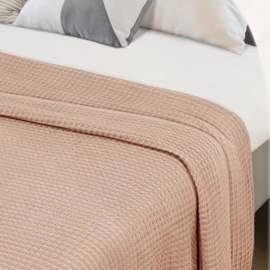 Cubrecama Nido De Abeja Twin Size Color Beige