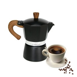 Cafetera Moka Italiana  Aluminio 300Ml 6 Tazas Negro