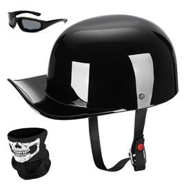 Casco De Moto , Media Gorra De Béisbol, Color Negro ...