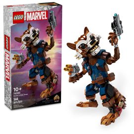 Minifigura De Juguete Marvel Rocket Y Baby Groot 76...