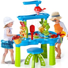 Mesa Sand Water De 3 Niveles Con Silla Para Niños