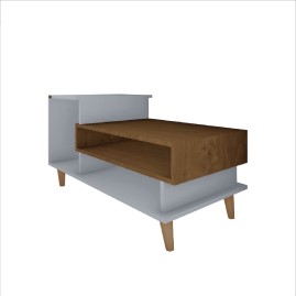 Mesa Ratona Para Living Nórdica Blanco Y Olmo Filan...