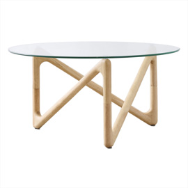 Mesa Baja Beats Ratona 80 Cm Patas Madera Y Vidrio T...