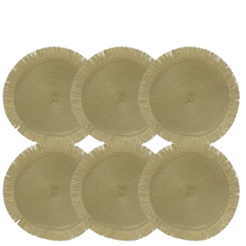 Set X6 Mantel Individual De Mesa Redondo Flecos 38 C...