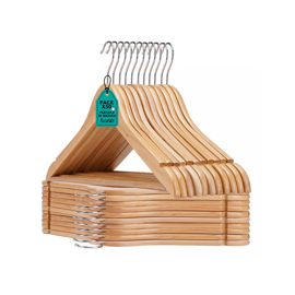 Pack Perchas De Madera Barnizada X50 44 Cm Super Re...