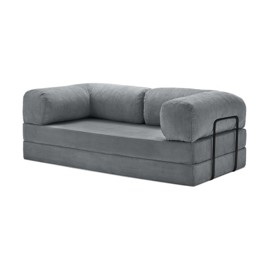 Sillón Cama Sofa Teddy By  3 Cuerpos Tela Pana 100X200x40 Gris Oscuro