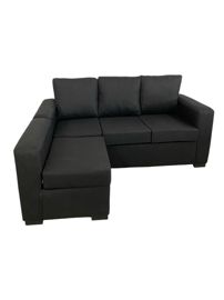 Sillon 3 Cuerpos Con Banqueta Movil Chenille Negro 