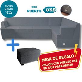 Sillón Smart 3+2 Cuerpos Living Box ® C/Puerto Usb E...