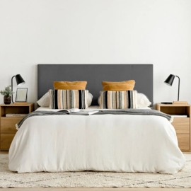 Respaldo De Cama 180X130 Cm Lino Gris Oscuro