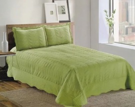 Cubrecama 1 1/2 Plaza Quilt Liso + 1 Funda De Almoh...