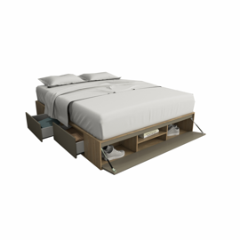 Box De Cama Cajonera Zapatero 6443 Queen Base Sommie...