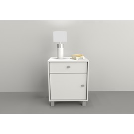 Mesa De Luz Minimal 1 Puerta 1 Cajon Blanca