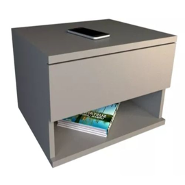 Mesa De Luz Flotante 1 Cajon Y Estante 6448 Gris