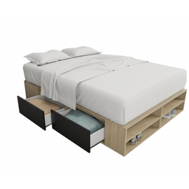 Box De Cama Cajonera Zapatero 6442 2 Plazas Base Som...