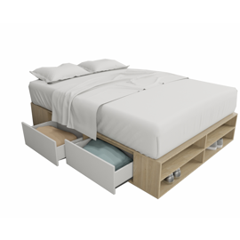 Box De Cama Cajonera Zapatero 6442 2 Plazas Base Som...