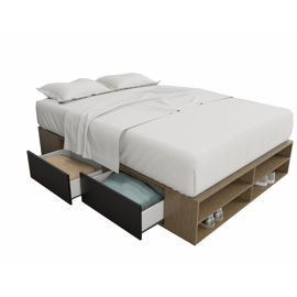 Box De Cama Cajonera Zapatero 6442 2 Plazas Base Som...