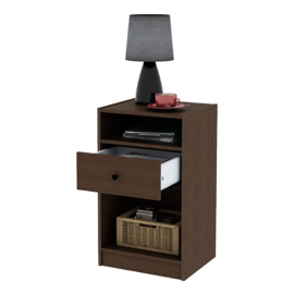 Mesa De Luz Madrid 1 Cajon Melamina Wengue