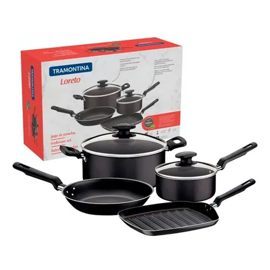 Set Juego De Cocina 4 Piezas Loreto Ollas Negro