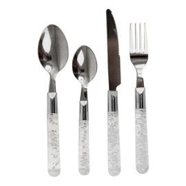 Set 24 Cubiertos Acero Inox Mango Transparente Burbu...