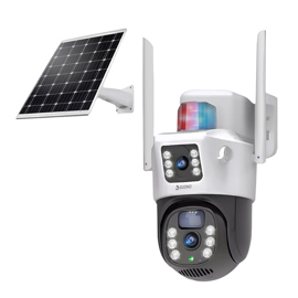 Cámara De Seguridad Doble  Domo Con Panel Solar Hd P...