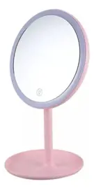 Espejo De Maquillaje Con Luz Led Touch Usb Rosa