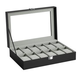 Caja Para Relojes De 12 Ranuras Con Tapa De Cristal...