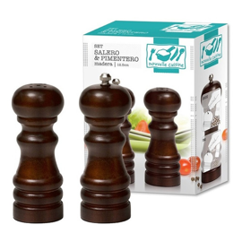 Set Salero Pimentero 12.5Cm Madera Oscura Molinillo ...