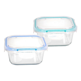 Recipiente Contenedor De Vidrio 520Ml Con Tapa Cuadr...