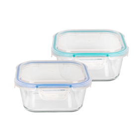 Recipiente Contenedor De Vidrio 800Ml Con Tapa Cuadr...